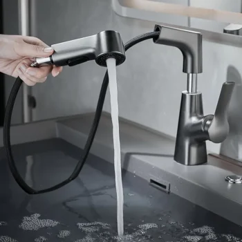 Modern Pull Out Kitchen Faucet with Dual Function Sprayer
