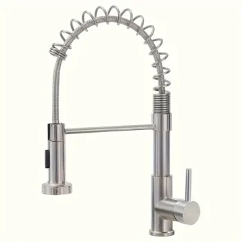 Brushed Commercial Kitchen Faucet with Pull-Down Sprayer