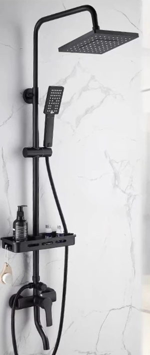 Shower Set Bathroom Stainless Steel Water Heater Rainfall high pressure - Black